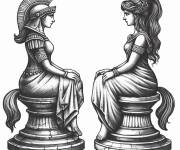 Coloriage Pi&egrave;ce d'&eacute;checs en forme des femmes
