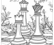 Coloriage Pieces d'&eacute;checs adulte zentangle