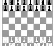 Coloriage Pieces d'&eacute;checs blanc et noirs sur l'&eacute;chiquier