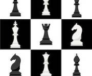 Coloriage Pieces d'&eacute;checs en cases noir et blanc