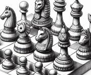 Coloriage Pieces d'&eacute;checs en forme magique
