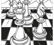 Coloriage Pieces d'&eacute;checs en match adorable