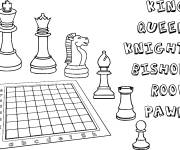 Coloriage Pi&egrave;ces d'&eacute;checs et l'&eacute;chiquier
