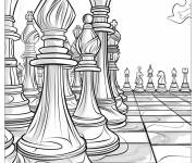 Coloriage Pieces d'&eacute;checs style cartoon