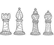 Coloriage Quatre pi&egrave;ces d'&eacute;checs