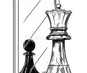 Coloriage Reine d'&eacute;checs qui se voit comme un pion