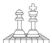 Coloriage Reine et roi d'&Eacute;checs facile