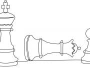 Coloriage Reine tomber et pion et tour d'&eacute;checs