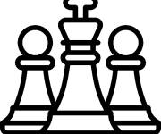 Coloriage et dessins gratuit Roi d'&eacute;checs et deux pions à imprimer
