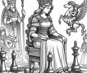 Coloriage Roi derri&egrave;re la reine d'&eacute;checs