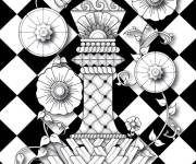 Coloriage Roi et &eacute;chiquier zentangle