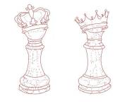 Coloriage Roi et reine d'&eacute;checs au crayon