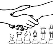 Coloriage Serrage de main entre les joueurs d'&eacute;checs