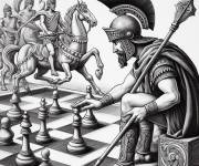 Coloriage Soldat carthaginois jouant aux &eacute;checs