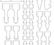 Coloriage Structure des pi&egrave;ces d'&eacute;checs &agrave; d&eacute;couper