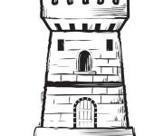 Coloriage Tour d'&eacute;checs avec une porte