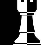 Coloriage Tour d'&eacute;checs demi noir demi blanc