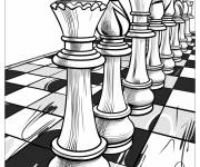 Coloriage Vue du jeu &eacute;checs imprimable