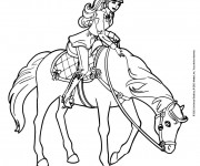 Coloriage Barbie fait de l'équitation