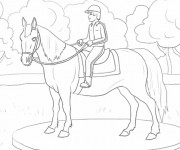 Coloriage Cavalier et cheval dessiné