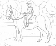 Coloriage Cavalier et cheval dessin&eacute;