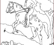 Coloriage Cavalier et cheval indien