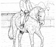 Coloriage Cavalier sur son cheval tach&eacute;