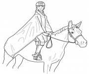 Coloriage Cavalière couverte sur son cheval