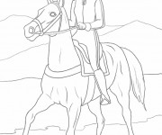 Coloriage Cavali&egrave;re sur son cheval sous le ciel
