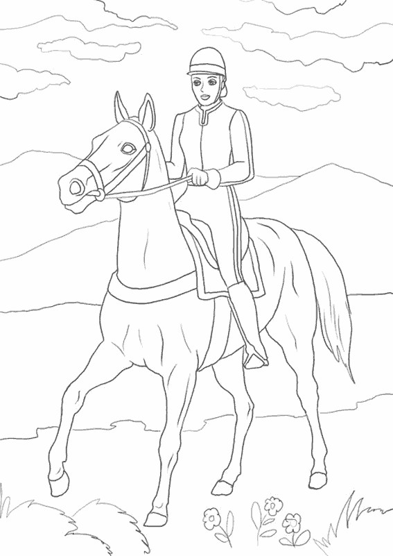 Coloriage De Cavaliere Avec Son Cheval