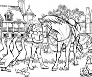 Coloriage Cheval el les animaux de la ferme
