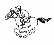 Coloriage Cheval et son cavalier pendant la course