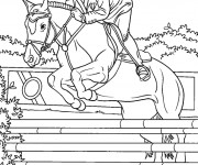 Coloriage Cheval qui saute un obstacle