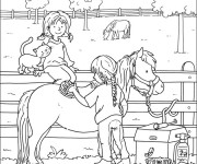 Coloriage Chevaux à la ferme équestre