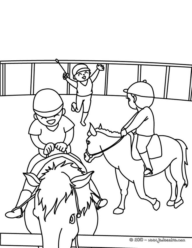 Coloriage et dessins gratuits Enfants sur chevaux qui s'amusent bien à imprimer