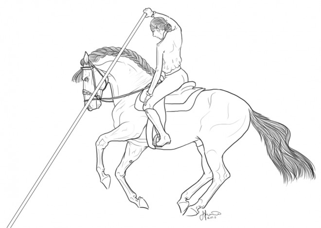 Coloriage Equitation 45 gratuit à imprimer en ligne