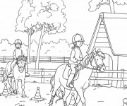 Coloriage et dessins gratuit Équitation en couleur à imprimer