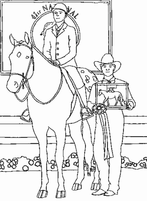 Coloriage et dessins gratuits Équitation et Trophée de course à imprimer