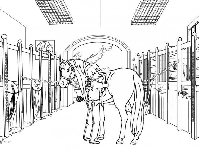 Coloriage Fille Et Cheval Dessin Gratuit à Imprimer