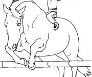 Coloriage fille heureuse sur le cheval