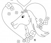 Coloriage L'amour des chevaux