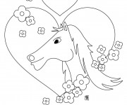 Coloriage L'amour des chevaux