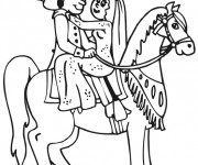 Coloriage Les amoureux sur cheval
