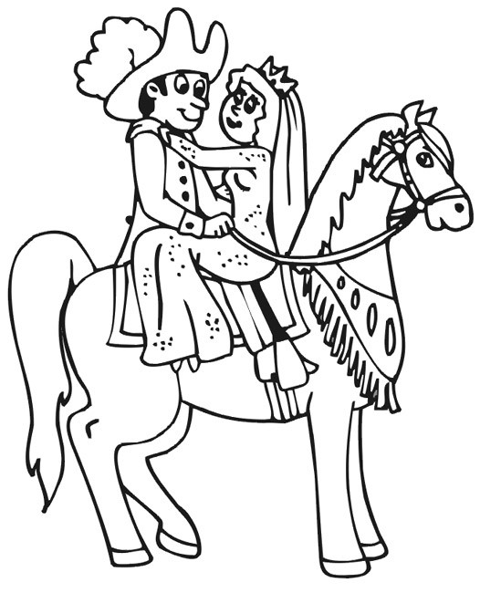 Coloriage et dessins gratuits Les amoureux sur cheval à imprimer