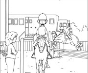 Coloriage Les chevaux avant la course