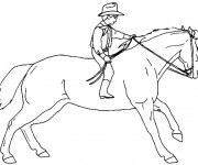Coloriage Petit cavalier sur grand cheval
