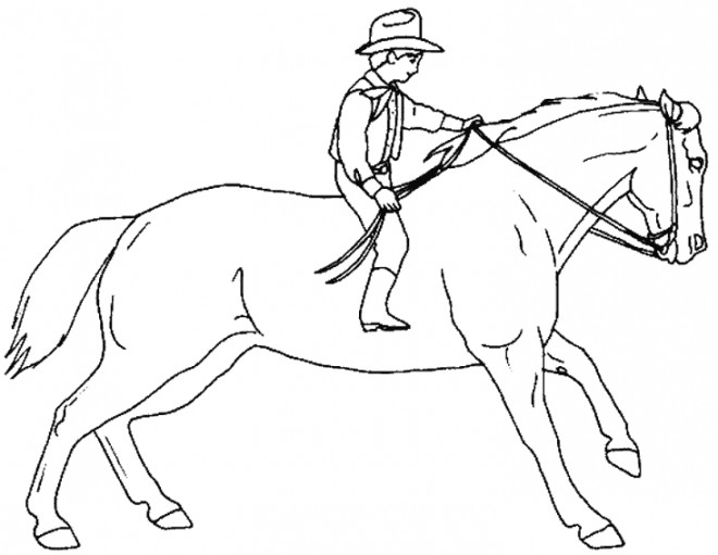 Coloriage Petit Cavalier Sur Grand Cheval Dessin Gratuit à