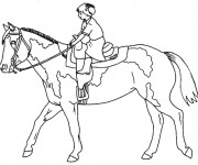Coloriage Petite fille monte sur le cheval