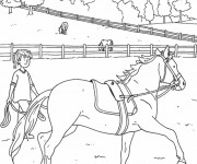 Coloriage Un beau cheval s'entra&icirc;ne