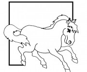 Coloriage Un cheval cadr&eacute;